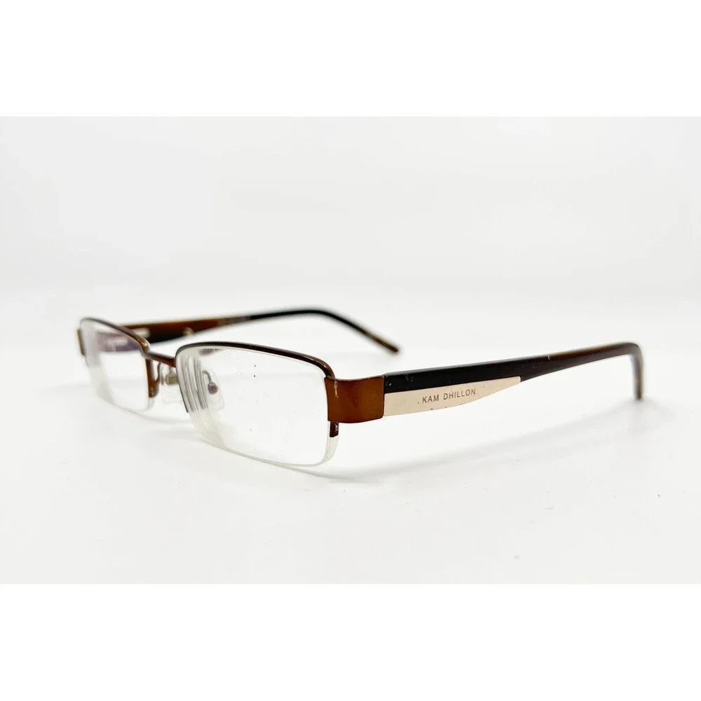 Kam Dhillon Eyeglasses Frames Brown Semi-Rimless Rectangular 52-18-140 KD30